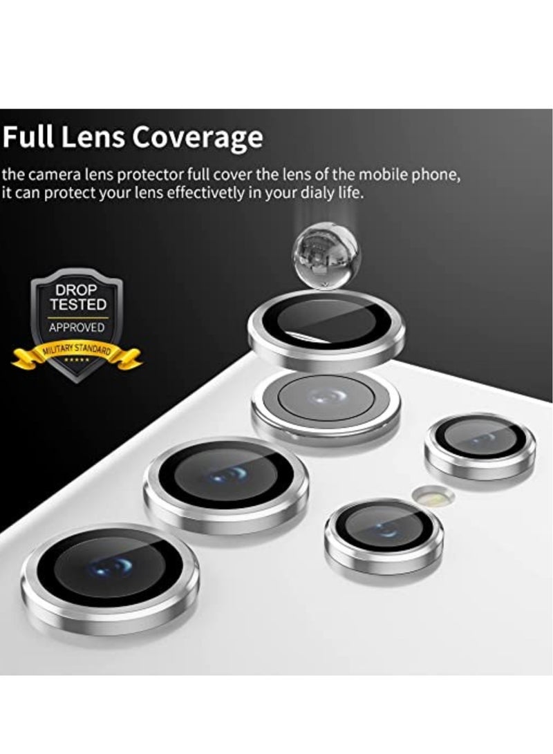 إلترازون [5 in 1] Camera Lens Protector for Samsung S23 Ultra, Scratch-Resistant Ultra-Thin Tempered Glass with Aluminum Edge, Drop-Proof Alloy Camera Screen Protector for S23 Ultra (S23 Ultra, Silver) - Image 2