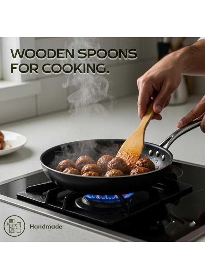 REZZOSS 6 PCS Wooden Kitchen Utensil Set – Premium Bamboo Cooking Utensils, Spoon, Fork Spoon, Spatula & Turner, BPA-Free Non-Scratch Kitchen Cookware Tools - Image 4
