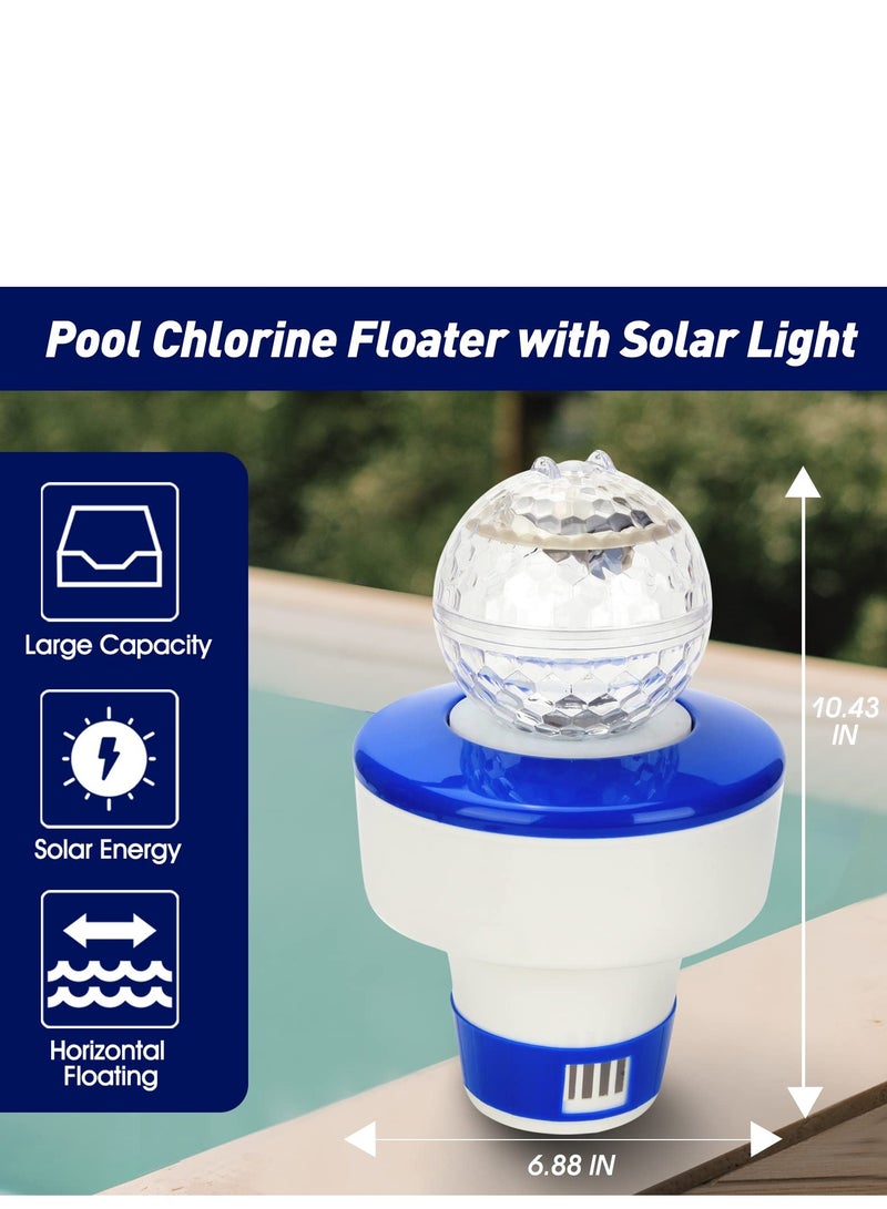 SYOSI Pool Chlorine Floater with Solar Lights, Floating Pool Chlorinator Dispenser for 6x3” Chlorine Tablets, Suitable for Large and Small Pools, Hot Tub, Spa, Garden Decor, Anti-Sinking - Image 2