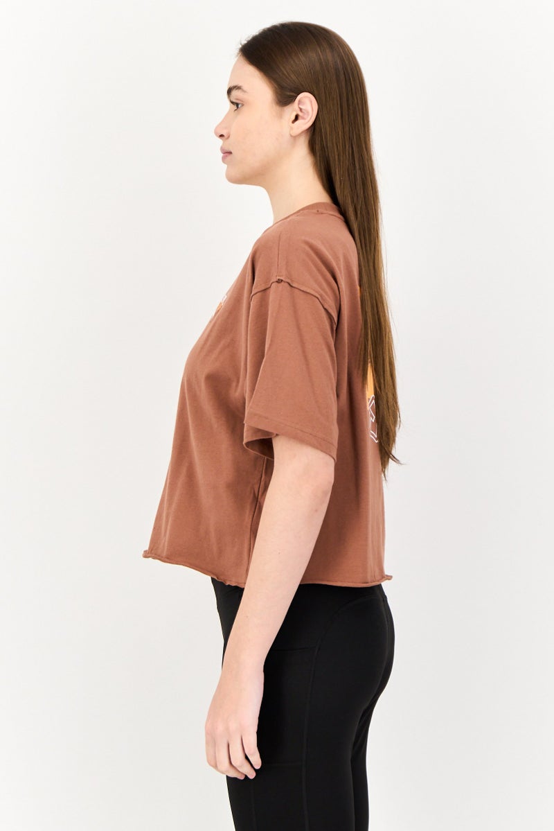 PUMA Puma x X-Girl Women Sportswear Fit Short Sleeve Outdoor T-Shirt, Brown  - Image 3