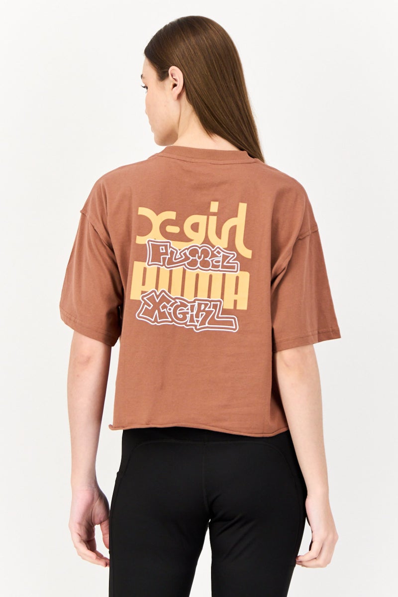 PUMA Puma x X-Girl Women Sportswear Fit Short Sleeve Outdoor T-Shirt, Brown  - Image 2