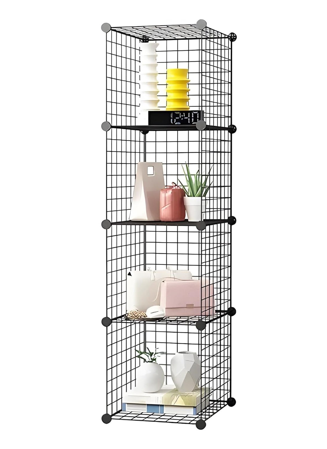 Whitecloud TRANSFORMING HOMES Whitecloud TRANSFORMING HOMES 4Cube Metal Storage Bins Bookshelf Wire Grid Closet Shelving Cube Organizer WGO002  - Image 1