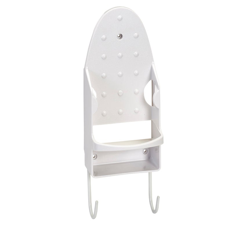 Woolite Laundry 360 Wall Mount Iron and Ironing Board Organizer  Laundry Room Storage  Fits Smaller Irons  Easy Assembly  White