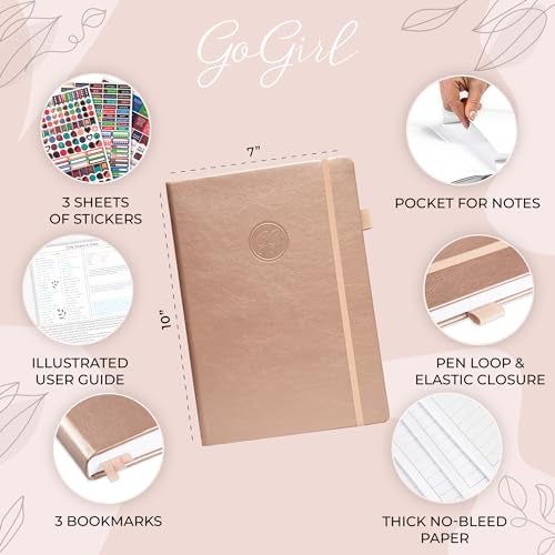 GoGirl Planner PRO Schedule - Undated Planner with Hourly Time Slots, Monthly, Weekly & Daily Organizer, Appointment Book for time Management, 7"x10" Hardcover, Lasts 1 Year - Rose Gold - Image 2