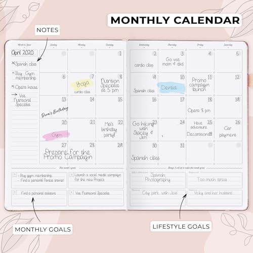 GoGirl Planner PRO Schedule - Undated Planner with Hourly Time Slots, Monthly, Weekly & Daily Organizer, Appointment Book for time Management, 7"x10" Hardcover, Lasts 1 Year - Rose Gold - Image 4