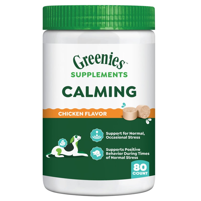 Greenies Supplements Calming Chews for Dogs Chicken Flavor, Dog Calming Chews, 14.7 oz. Container of 80 Count - Image 1