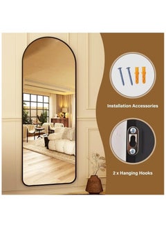 Beauenty Full Length 155x45cm Arched Floor Mirror, Full Length Wall Mirror with Aluminum Frame for Living Room Bedroom, Black  - Image 4