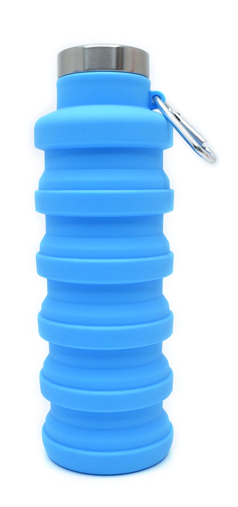 HAWKISTER Flexible Collapsible Silicone Sports, Trekking, Cycling, Gym, School Water Bottle Expandable And Foldable With Snap Hook, Blue (1 Unit) - Image 3