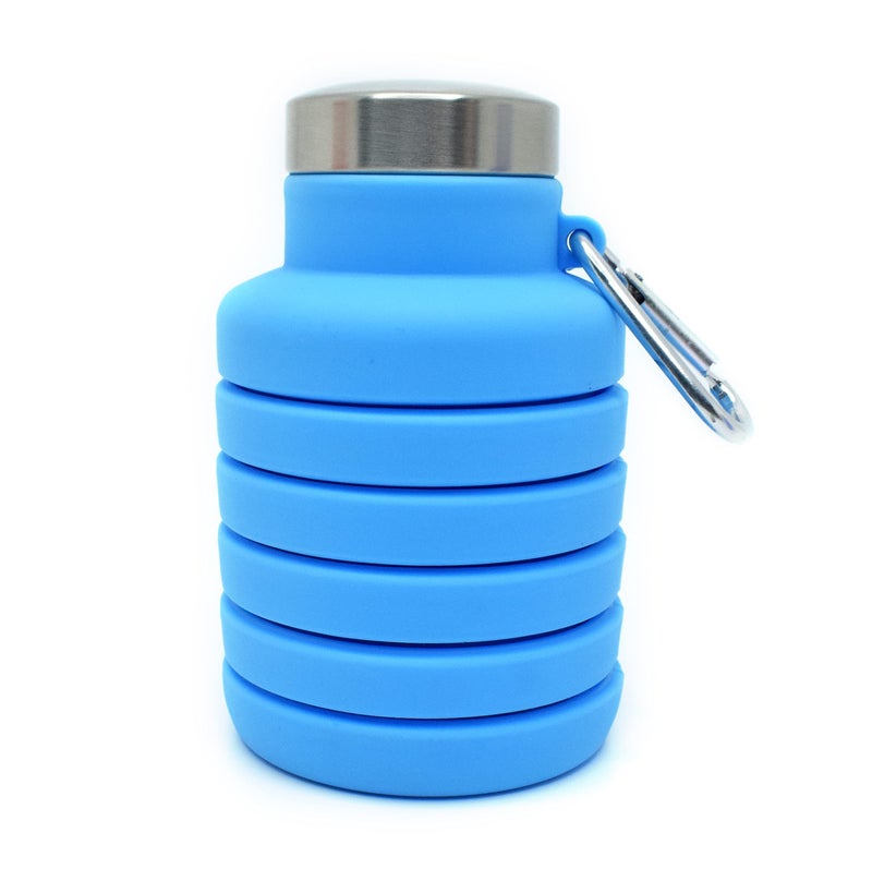 HAWKISTER Flexible Collapsible Silicone Sports, Trekking, Cycling, Gym, School Water Bottle Expandable And Foldable With Snap Hook, Blue (1 Unit) - Image 2