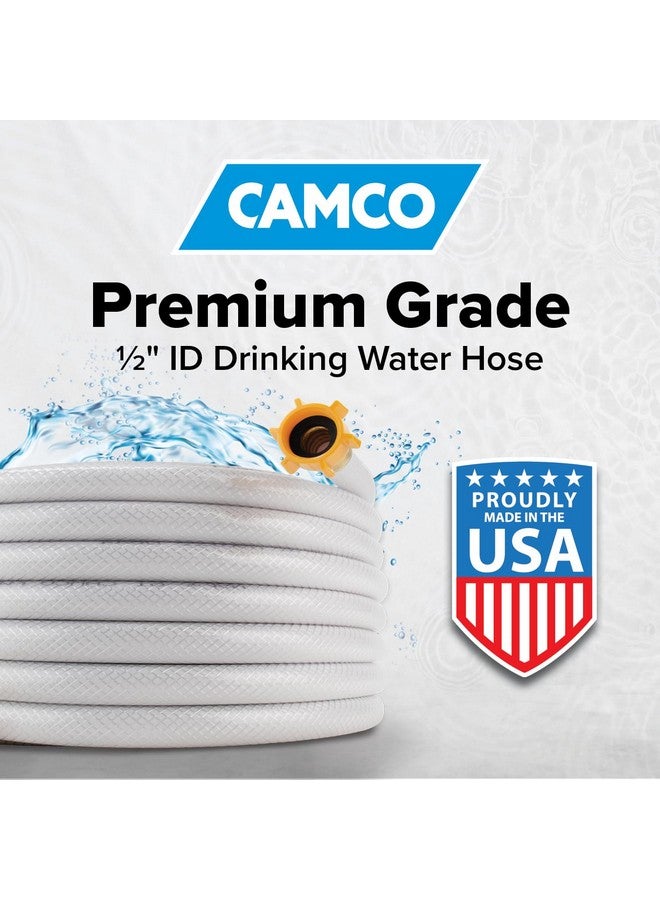 كامكو خرطوم مياه Camco TastePURE بطول 50 قدمًا - خرطوم مياه شرب للسيارات الترفيهية خالٍ من الرصاص والبيسفينول أ والفثالات - يتميز بتصميم معزز ومصنوع من مادة البولي فينيل كلوريد - قطر داخلي 1/2 بوصة، صنع في الولايات المتحدة الأمريكية (22753) - Image 2