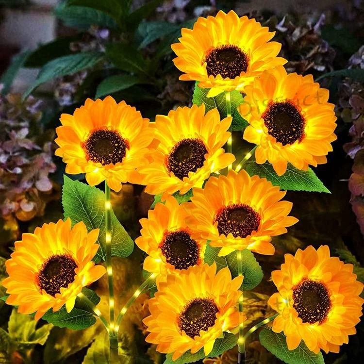 Solar LED Outdoor Light with Three Sunflower Heads, Upgraded Glowing Rod - Image 4