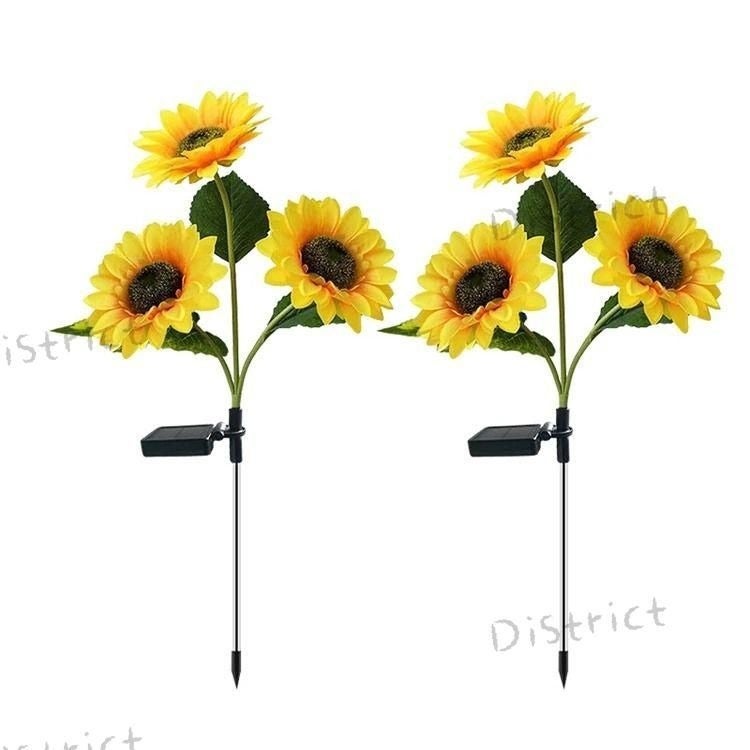Solar LED Outdoor Light with Three Sunflower Heads, Upgraded Glowing Rod - Image 2
