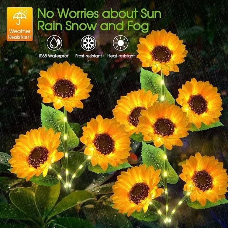 Solar LED Outdoor Light with Three Sunflower Heads, Upgraded Glowing Rod - Image 5