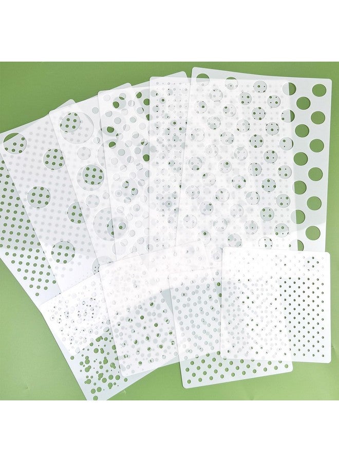 كودوهي استنسل النقاط 10 قطع من الوسائط المختلطة، استنسل منقطة متنوعة الحجم، تكرار استنسل دائري متشابك قابل لإعادة الاستخدام للرسم على الأثاث الخشبي، وسادة جدار سجل القصاصات، صنع الحرف اليدوية (A4 و6X6) - Image 3