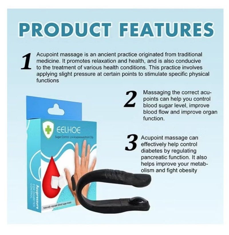 EELHOE Sugar Control LI4 Acupressure Point Clip, Acupressure Point Relaxation Clip For Headache Relief And Stress Alleviation, Flower-Shaped Wearable Hand Pressure Tool For LI4 Acupoint, Stress Alleviation, Pressure Point Clip - Image 5