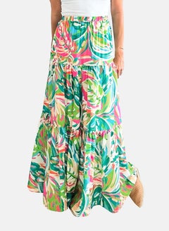 يونيكي Multicoloured Tiered Printed Maxi Skirt  - Image 1