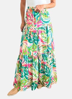 يونيكي Multicoloured Tiered Printed Maxi Skirt  - Image 3