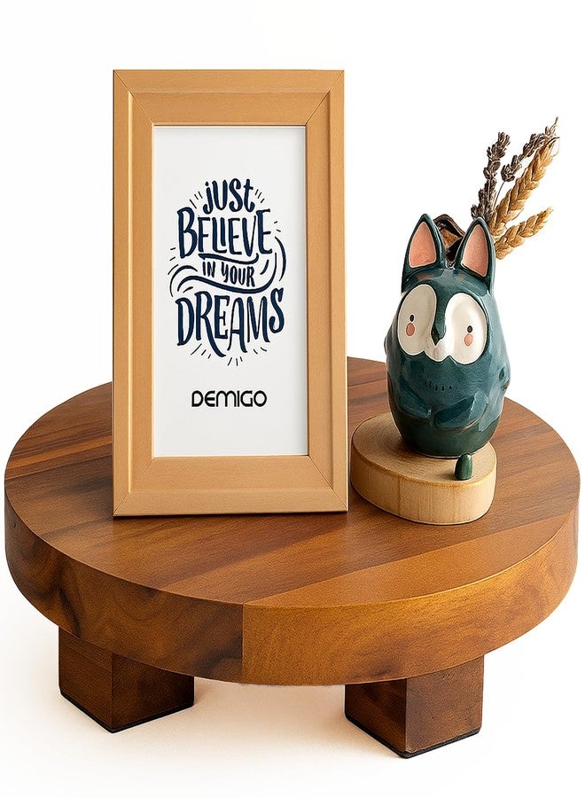 Demigo Round Acacia Wood Riser 9.5 inches - Footed Pedestal Display Stand for Plants, Candles, Soap, Kitchen & Bathroom Decor - Image 1