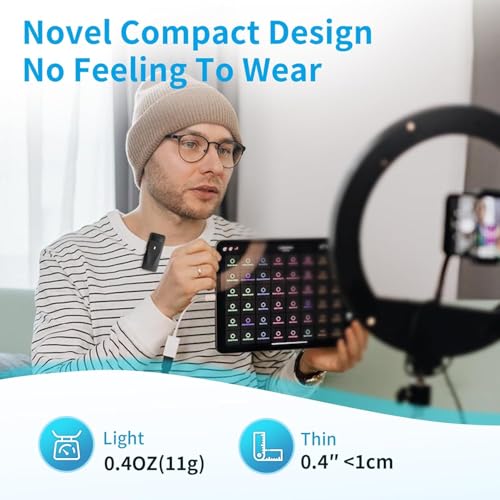 Bietrun Wireless Microphone, Noise Cancellation Lapel Wireless Mic for Youtubers, Video Recording, Facebook, Compatible for Type-C Android/iPhone/Cameras/Laptop (Dual Channel Version (BIT24) - Image 3