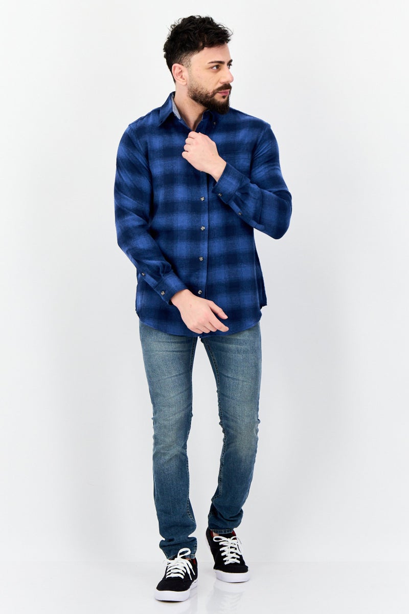 Chaps Men Regular Fit Plaid Casual Shirt, Light Blue - Image 4