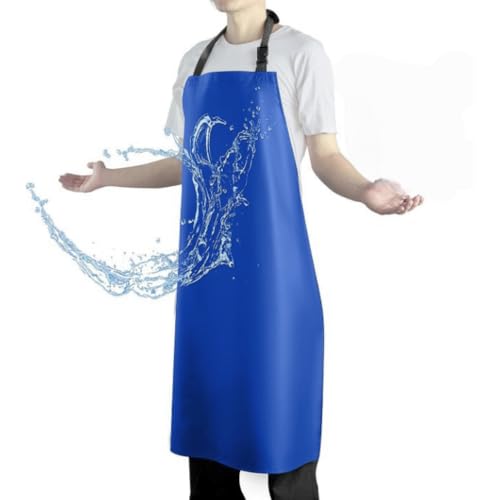 DEBIK Waterproof Apron with Comfortable Adjustable Bib Rubber Vinyl Dishwasher Heavy Duty Apron for Men Women Dishwashing (BLUE) - Image 1