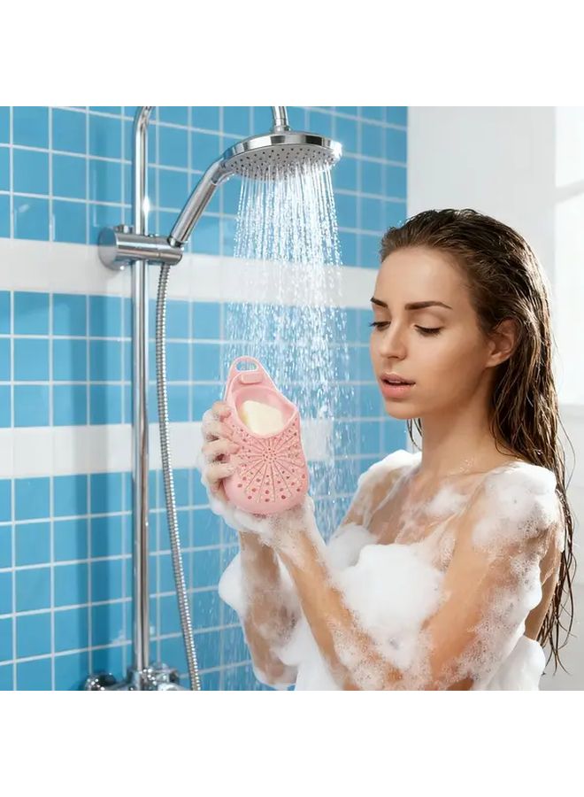 Black Silicone Soap Bag with Foam Dots Oval Shower Tool - Image 1