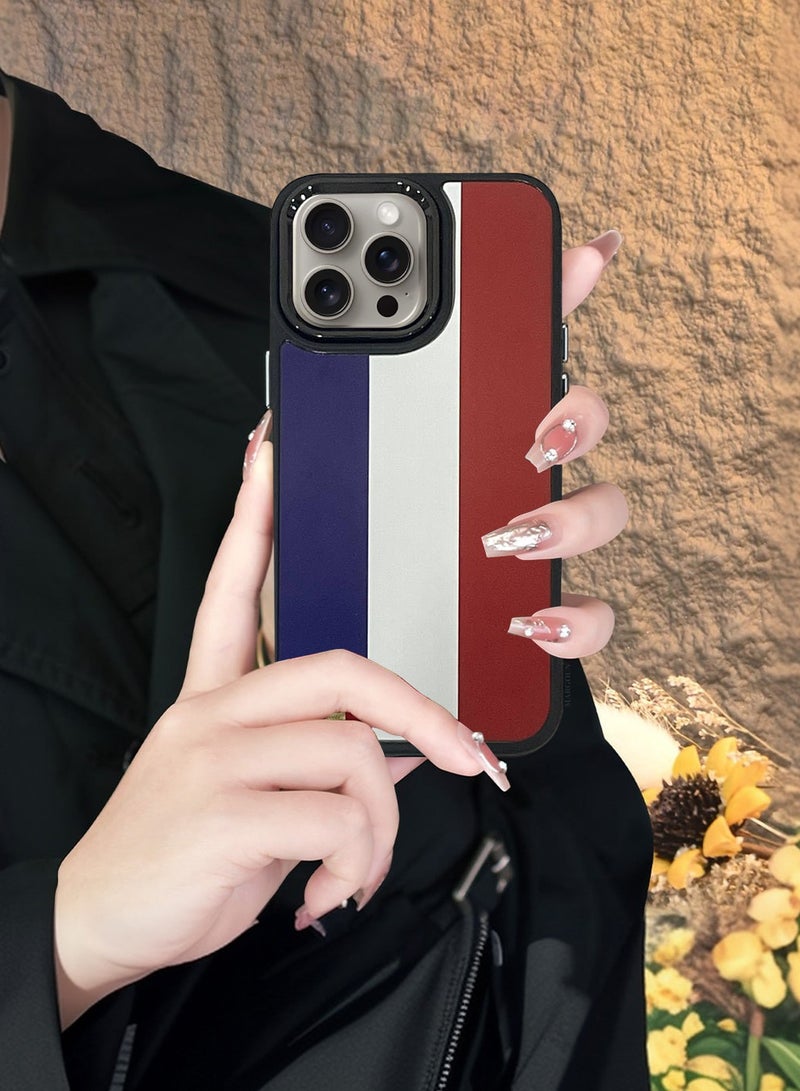 For iPhone 15 Pro Case Hard PC Protective Cover – Slim Shockproof Back Cover with Raised edges Camera Protection - France Flag Black - Image 4