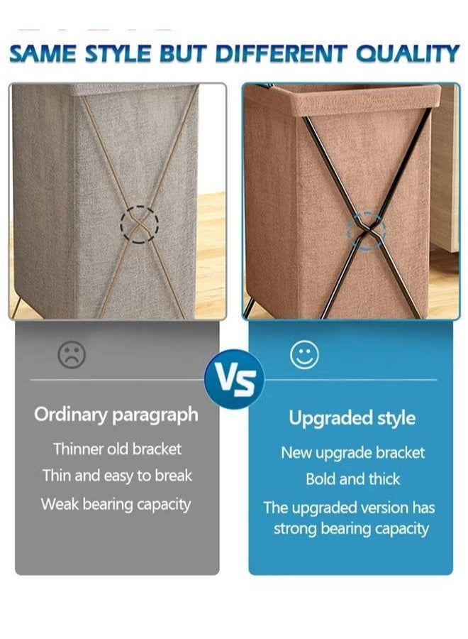 Laundry Hamper,Large Collapsible Laundry Basket With Lid And Handles,Heavy-Duty Frame Clothes Hampers,X-Shaped Dirty Clothes Storage Basket For Bedroom Laundry Dorm Dryer,Laundry Basket Organizer - Image 2