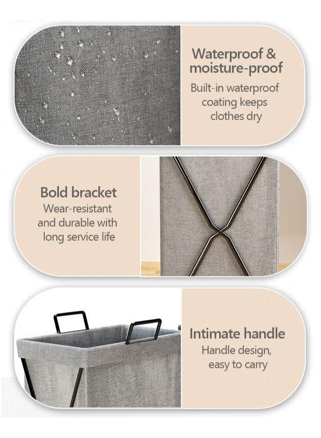 Laundry Hamper,Large Collapsible Laundry Basket With Lid And Handles,Heavy-Duty Frame Clothes Hampers,X-Shaped Dirty Clothes Storage Basket For Bedroom Laundry Dorm Dryer,Laundry Basket Organizer - Image 3