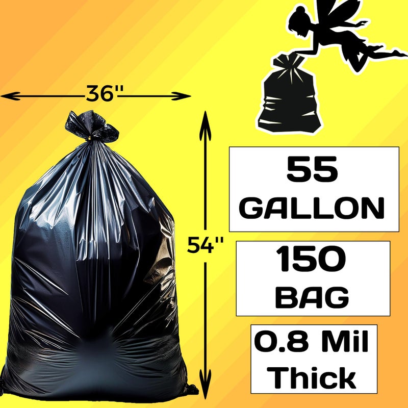 DIVISIONAL 150 Count | 55 Gallon Trash Bags | 150- Pack | Heavy Duty Trash Bags | Heavy Duty Garbage Bags | Black Garbage Bags | Large | 20 Micron - Image 4