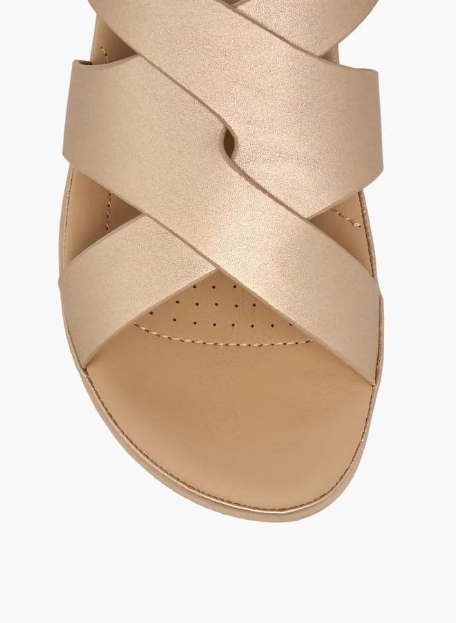 Le Confort Women's Solid Cross Strap Sandals With Buckle Closure