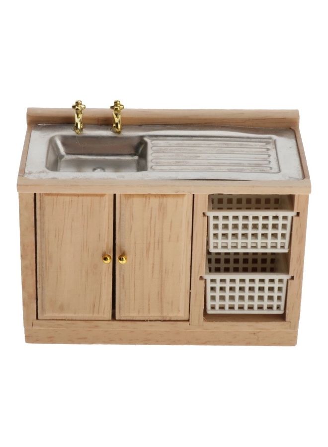 NIBEMINENT Wooden Antique Wash Basin Cabinet Furniture Toy 10.5 x 5.5 8cm - Image 1