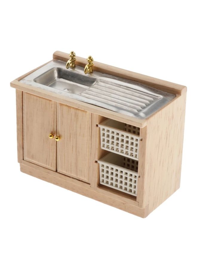 NIBEMINENT Wooden Antique Wash Basin Cabinet Furniture Toy 10.5 x 5.5 8cm - Image 2