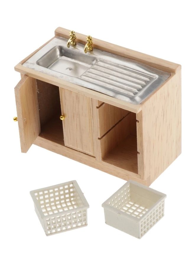 NIBEMINENT Wooden Antique Wash Basin Cabinet Furniture Toy 10.5 x 5.5 8cm - Image 3