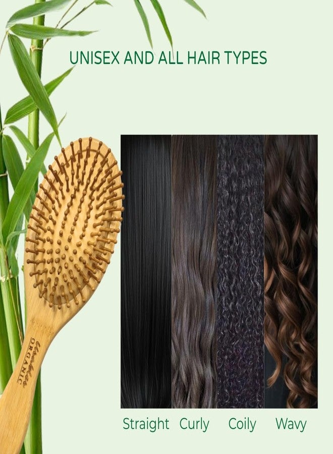 Usables ORGANIC Bamboo Hair Brush Oval Wooden Hair Brush for Hair Growth & Anti Hair Fall | Scalp Massage Detangling Brush | Static Free Frizz Control | Eco Friendly Hairbrush for Women & Men - Image 5