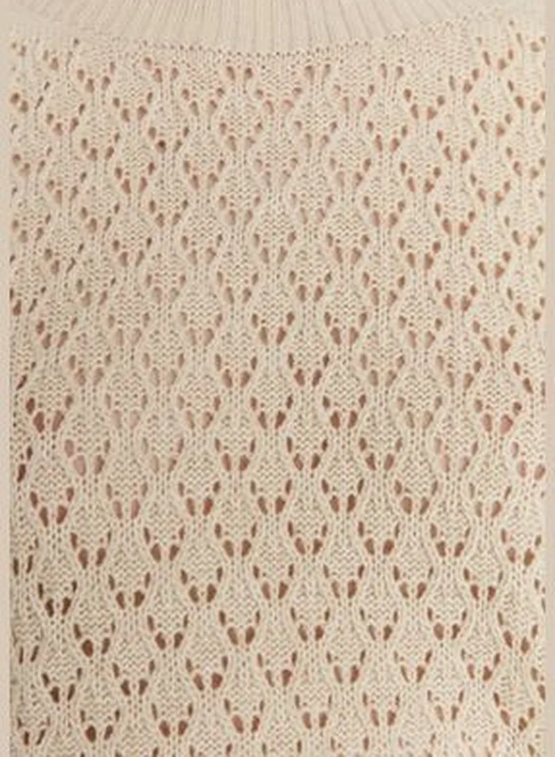 trendyol Stone Openwork Knitwear Sweater TWOAW23KZ00726