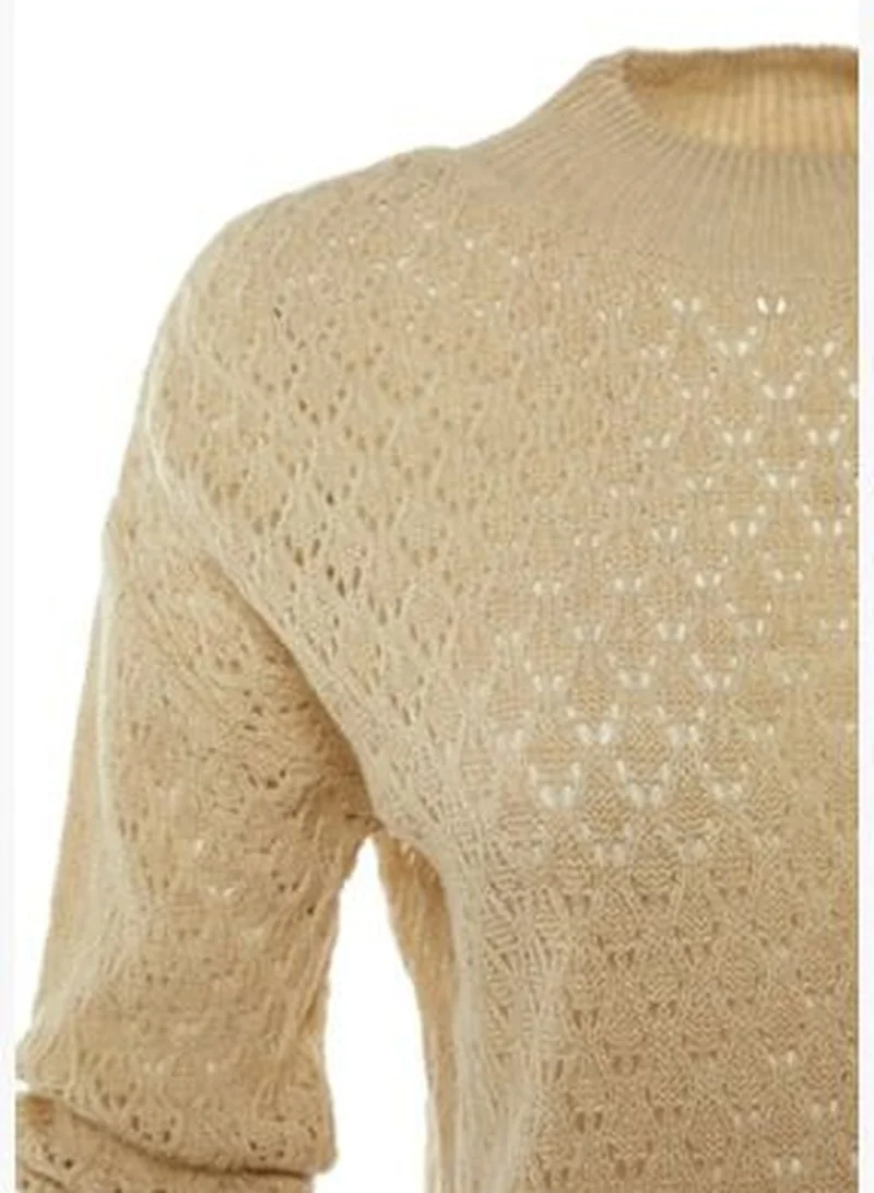 trendyol Stone Openwork Knitwear Sweater TWOAW23KZ00726