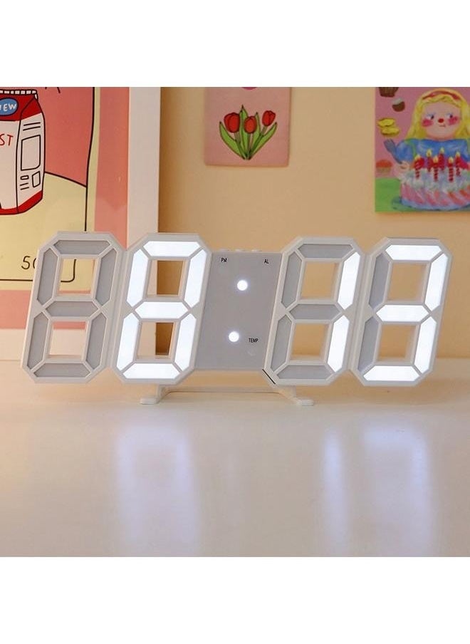 yongsheng Multifunctional LED Digital Wall Clock 12H/24H Time Display With Alarm Plastic White 22.5*4.5*8.5CM-  - Image 2