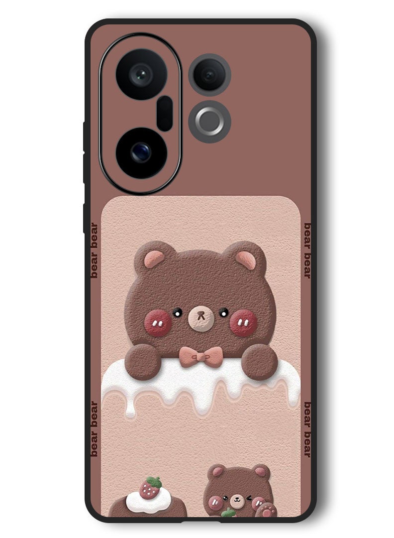 Theodor Case Compatible with Vivo X200 FE 6.31 Inch Protection Shockproof Bumper Cover Bear Strawberry - Image 1