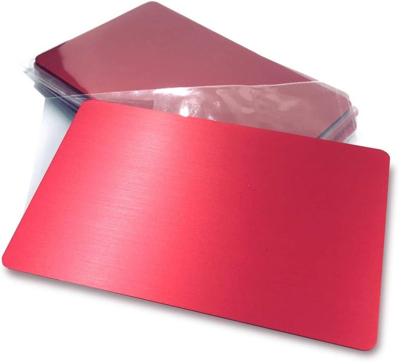 ebamaz Metal Business Cards Anodized Aluminum Plaque Plate 86X54X0.8mm (Red, Blank,10PCS) - Image 1