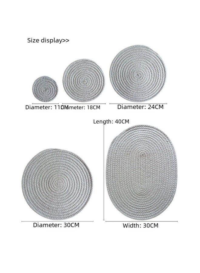 Nordic Ins Cotton Rope Heat Insulation Dining Mat Sand Pot Mat Cotton Thread Rope Anti-scalding Dining Table Round Thickened-Color:Milk White Spell Black-Specifications:4 Palace Opp Bag Diameter 11CM  - Image 4