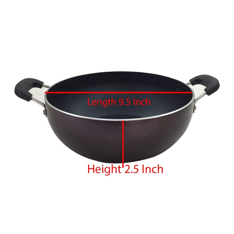DBY مقلاة عميقة غير لاصقة من الألمنيوم بقاعدة تحريض سعة 2.2 لتر مع غطاء زجاجي - Image 2