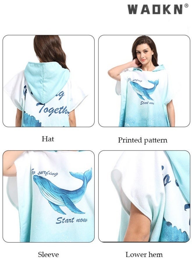 WAOKN Hooded Bathrobe for Adults, Microfiber Towel Poncho with Hood, Quick Dry Surf Poncho, Lightweight Pool Poncho Men Women Hooded Beach Towel for Water Sports Outdoor , unisex , Adult bathrobes, beach towels , 75*110cm. - Image 5