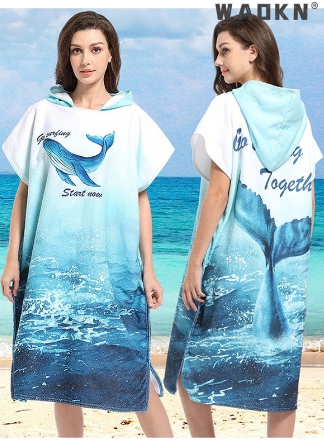 WAOKN Hooded Bathrobe for Adults, Microfiber Towel Poncho with Hood, Quick Dry Surf Poncho, Lightweight Pool Poncho Men Women Hooded Beach Towel for Water Sports Outdoor , unisex , Adult bathrobes, beach towels , 75*110cm. - Image 1