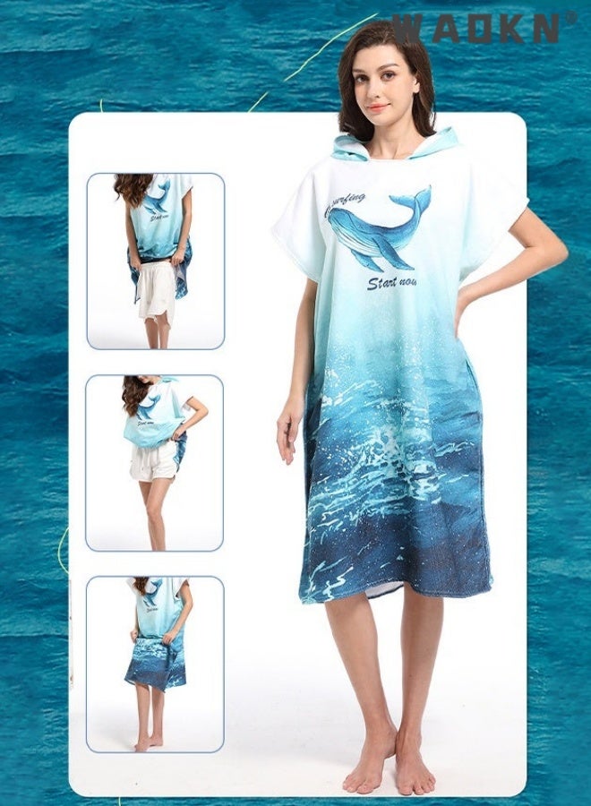 WAOKN Hooded Bathrobe for Adults, Microfiber Towel Poncho with Hood, Quick Dry Surf Poncho, Lightweight Pool Poncho Men Women Hooded Beach Towel for Water Sports Outdoor , unisex , Adult bathrobes, beach towels , 75*110cm. - Image 2