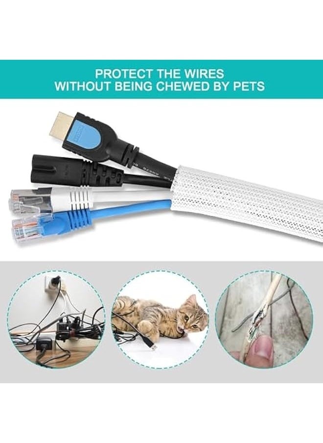 Topleo - SCRIBBEO 9.8ft/3m - 3/4inch 19mm Cable Organizer, Computer Wire Organizer Sleeve Cable Sleeve for Cable Management, Cord Wrap Wire Protector Tubing for Pets, PC Cable Wrap, Black (3m-3/4" (white)) - Image 1