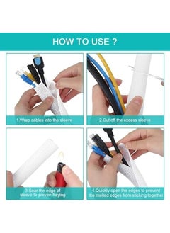 Topleo SCRIBBEO 9.8ft/3m - 3/4inch 19mm Cable Organizer, Computer Wire Organizer Sleeve Cable Sleeve for Cable Management, Cord Wrap Wire Protector Tubing for Pets, PC Cable Wrap, Black (3m-3/4" (white))  - Image 5