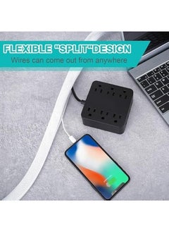 Topleo SCRIBBEO 9.8ft/3m - 3/4inch 19mm Cable Organizer, Computer Wire Organizer Sleeve Cable Sleeve for Cable Management, Cord Wrap Wire Protector Tubing for Pets, PC Cable Wrap, Black (3m-3/4" (white))  - Image 3