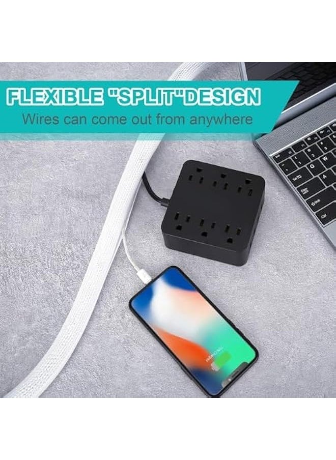 Topleo - SCRIBBEO 9.8ft/3m - 3/4inch 19mm Cable Organizer, Computer Wire Organizer Sleeve Cable Sleeve for Cable Management, Cord Wrap Wire Protector Tubing for Pets, PC Cable Wrap, Black (3m-3/4" (white)) - Image 1