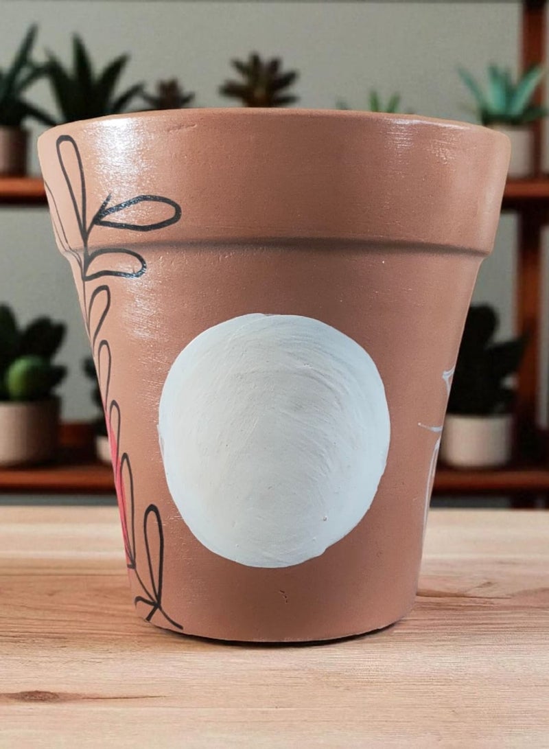 كلور زون بوتري بوت زرع فخار - مقاس 10 سم لتزيين المكتب واكسسوارات المطبخ وديكور المنزل ، طين محروق - Image 2